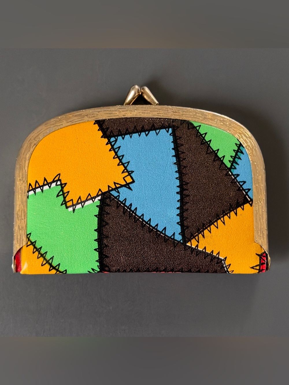 Vintage 1970s Mod Patchwork Travel Sewing Kit Deadstock NOS Mending Case